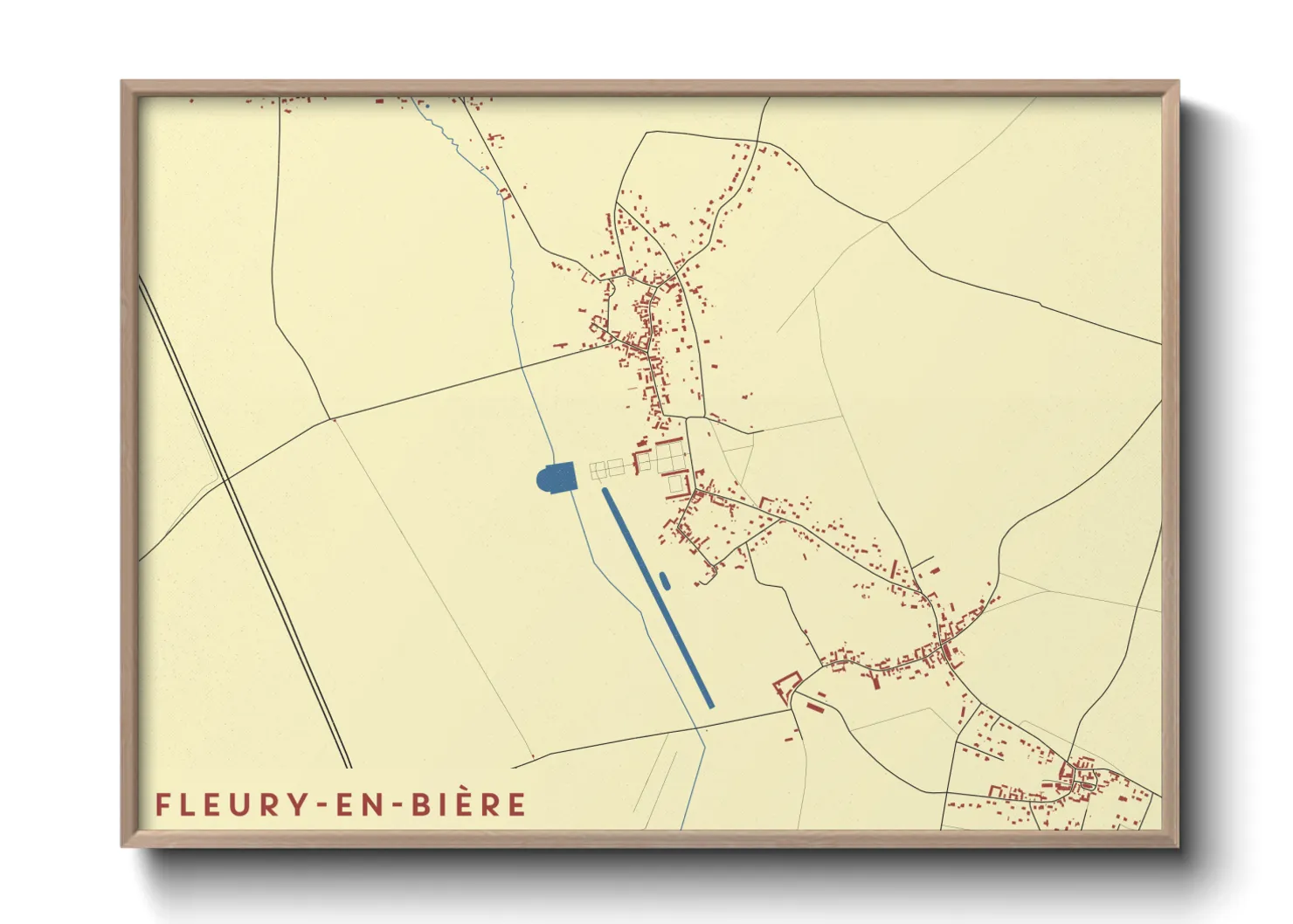 Une affiche de carte sur Fleury-en-Bière