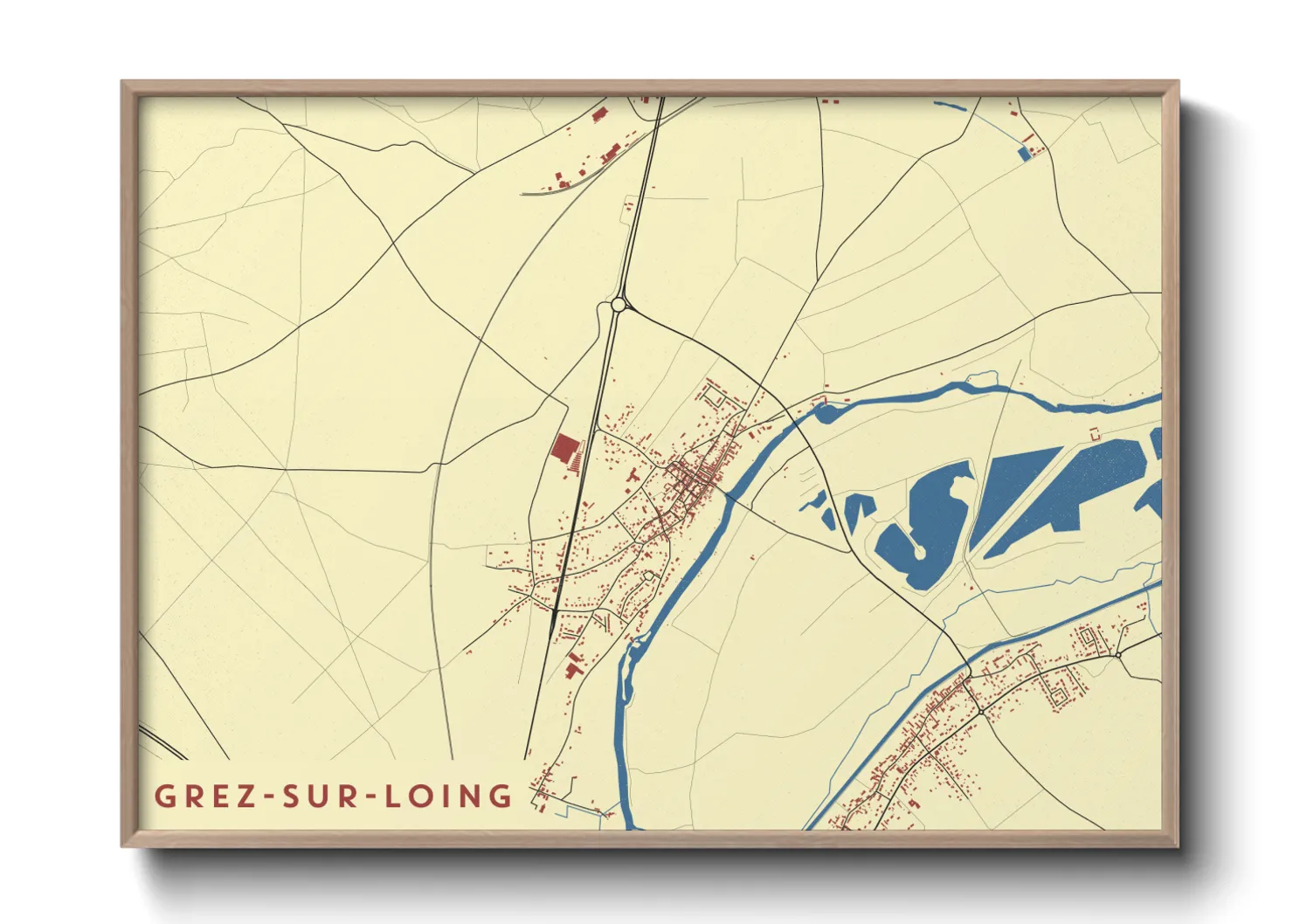 Une affiche de carte sur Grez-sur-Loing