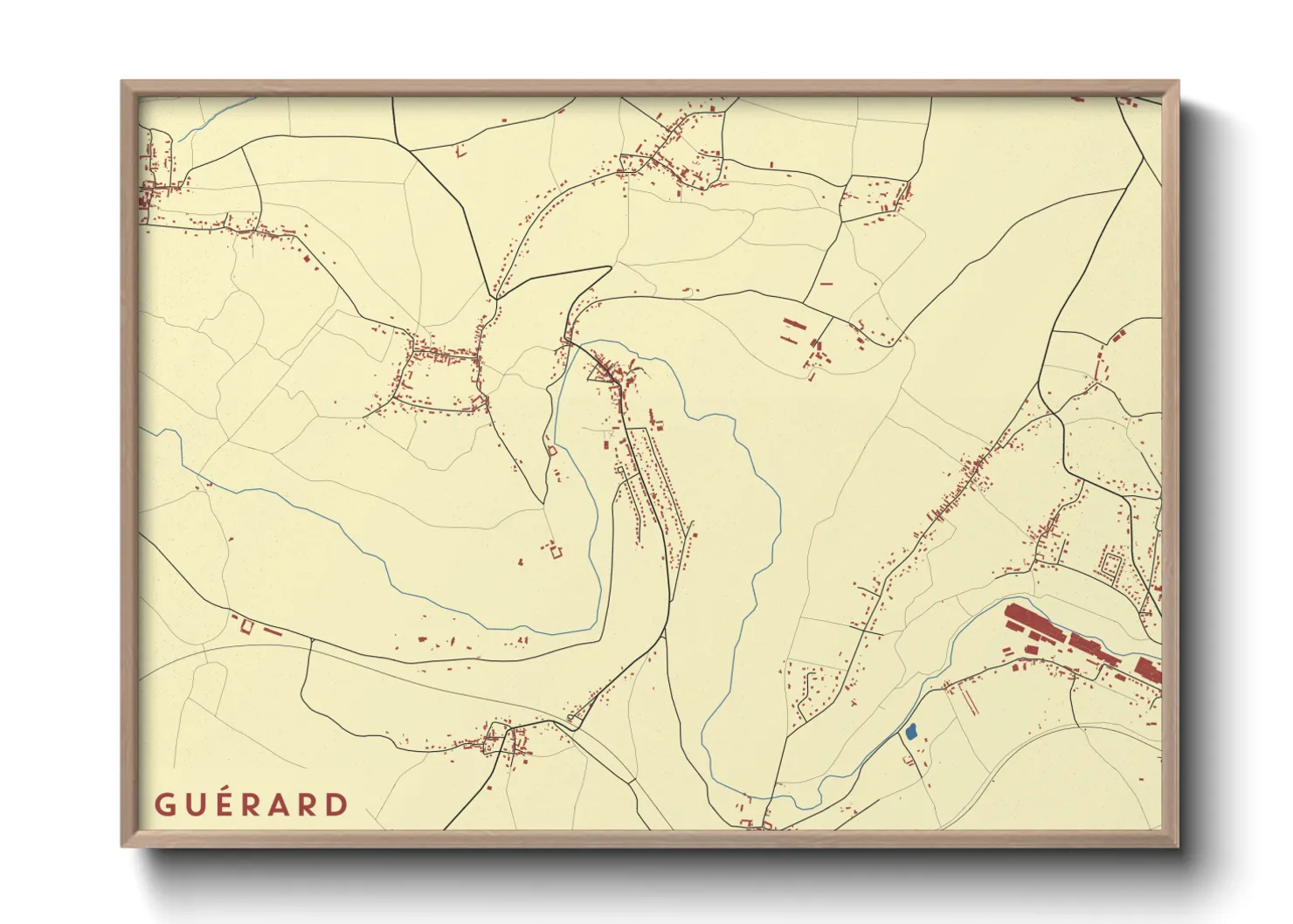 Une affiche de carte sur Guérard