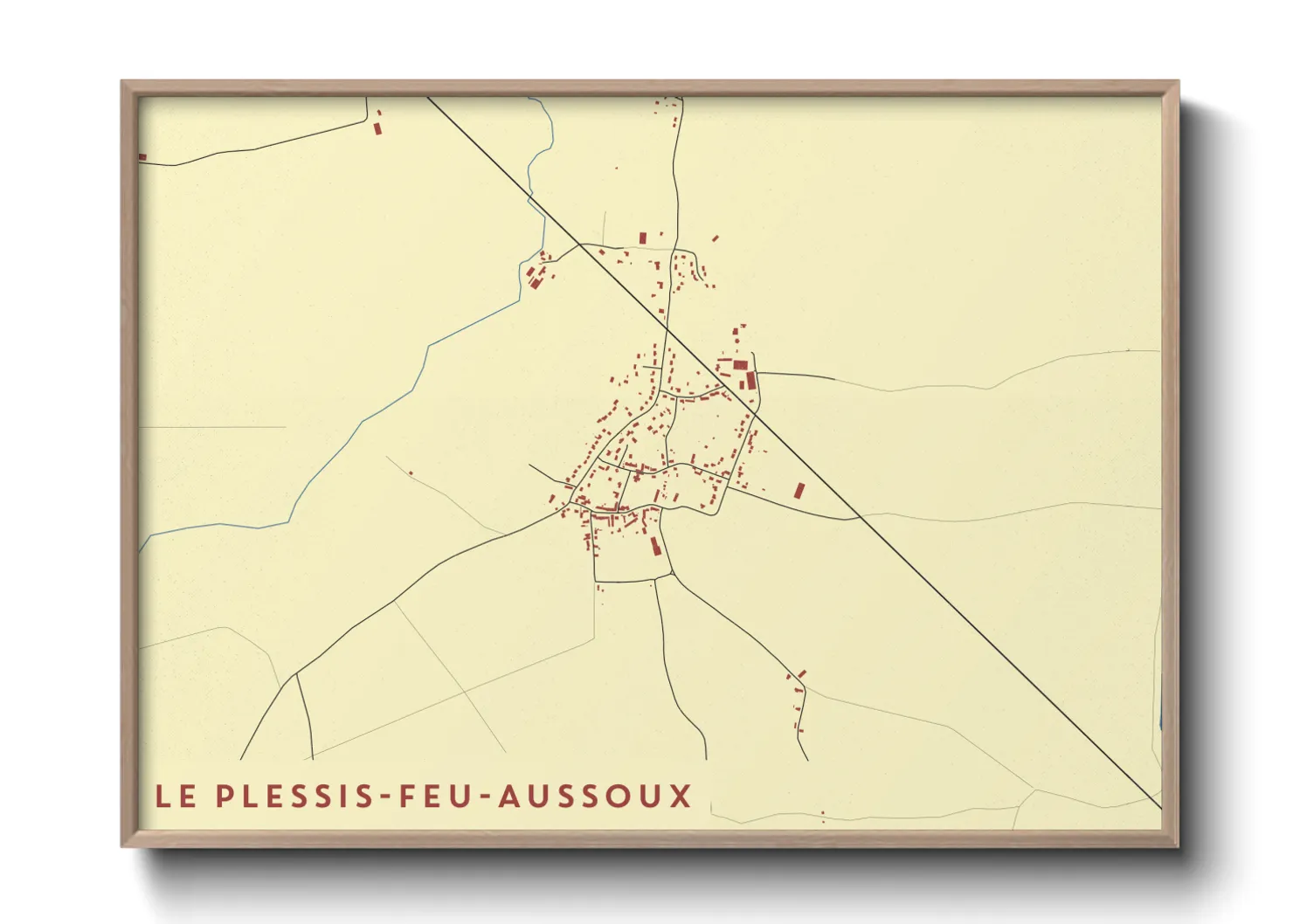 Une affiche de carte sur Le Plessis-Feu-Aussoux
