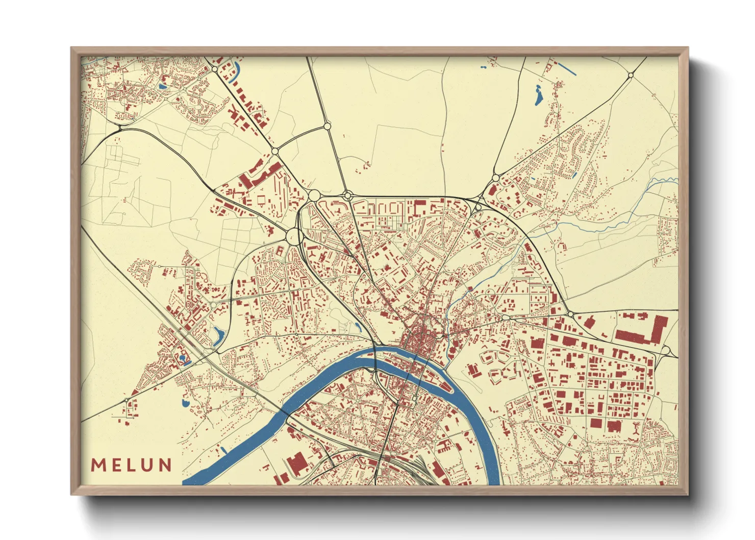 Une affiche de carte sur Melun