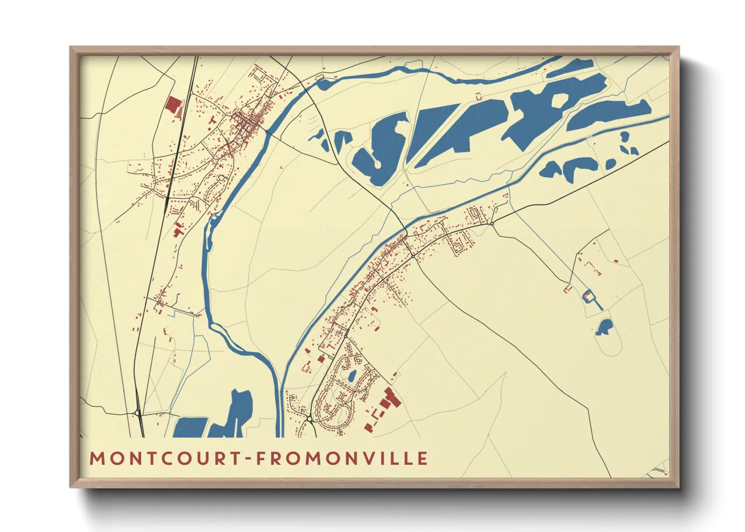 Une affiche de carte sur Montcourt-Fromonville