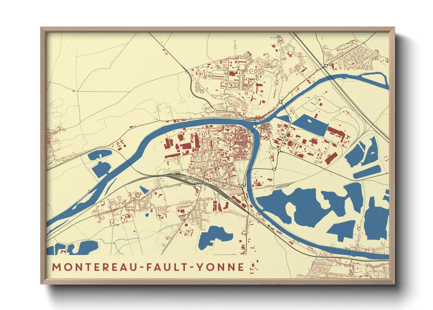 Une affiche de carte sur Montereau-Fault-Yonne