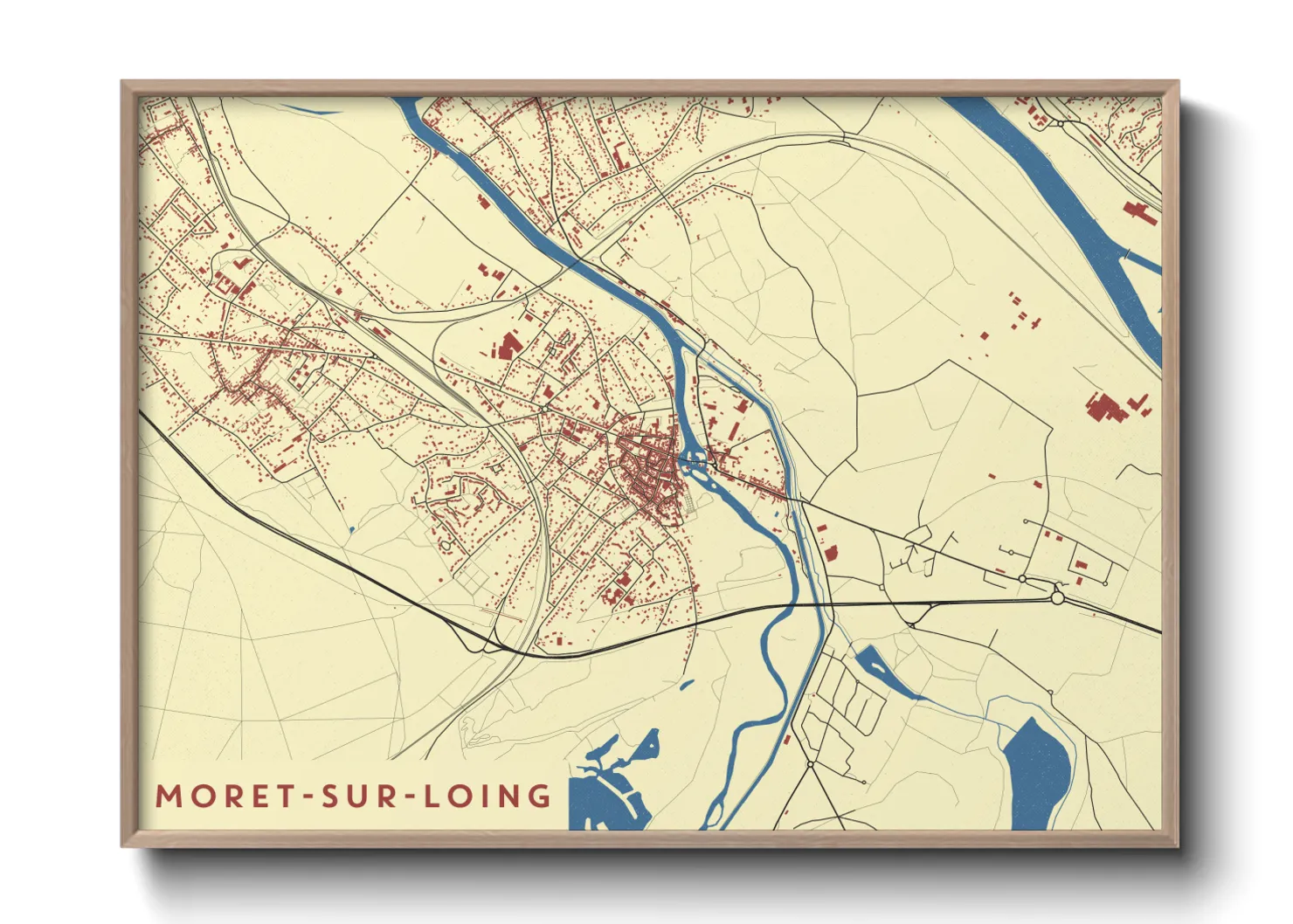 Une affiche de carte sur Moret-sur-Loing