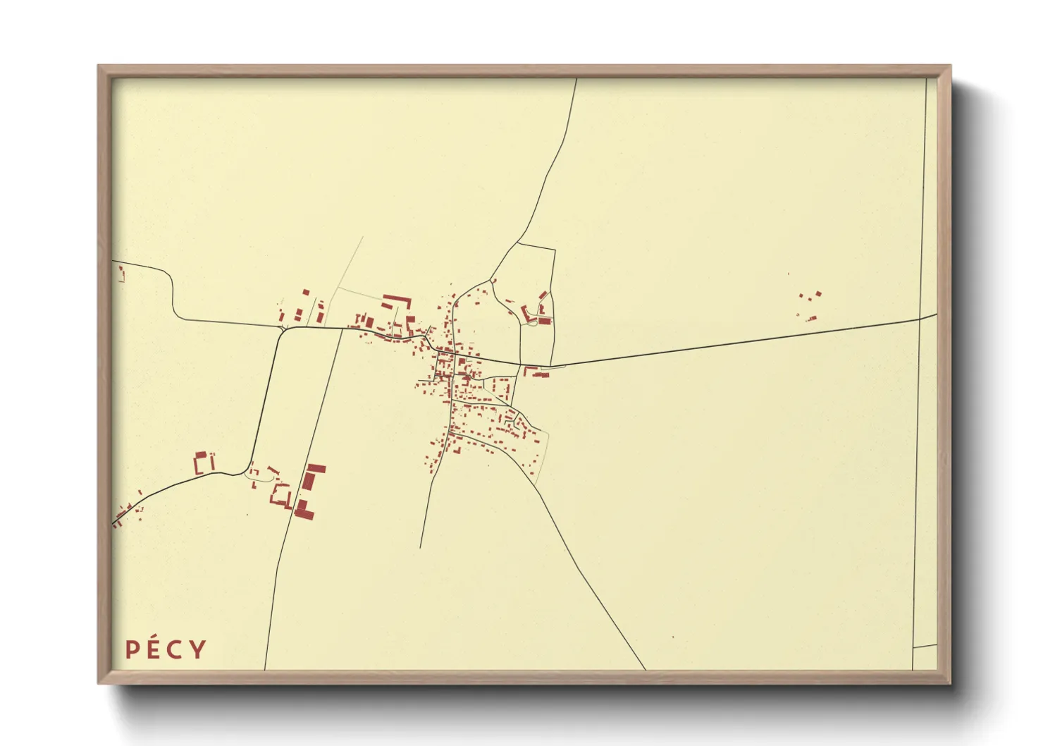 Une affiche de carte sur Pécy