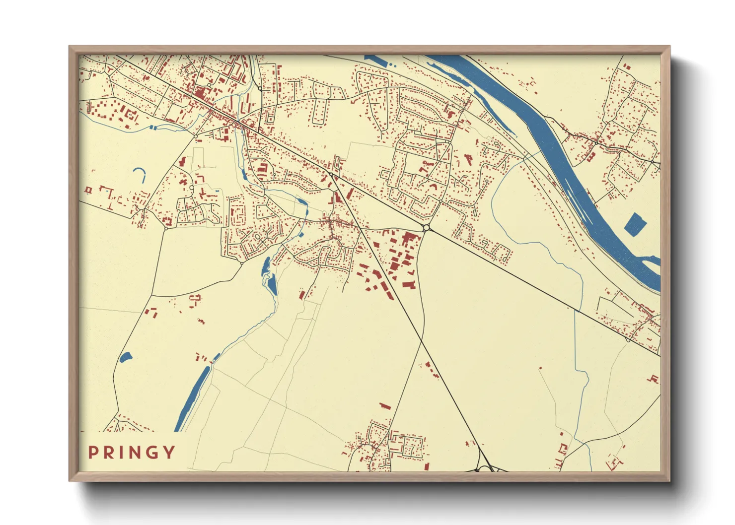 Une affiche de carte sur Pringy