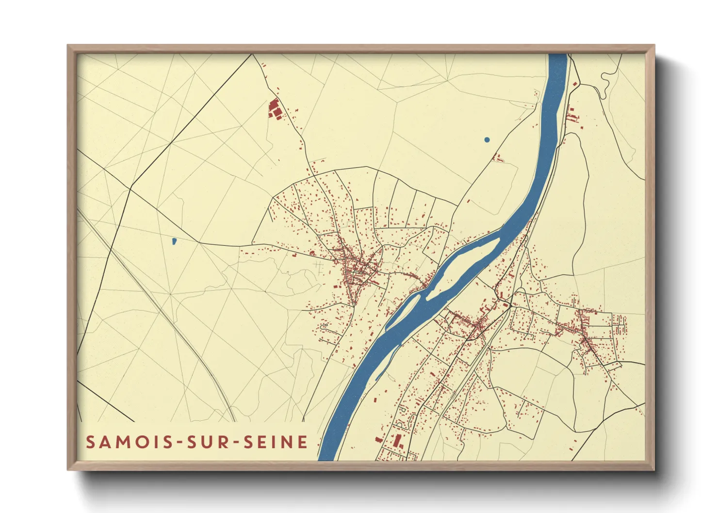 Une affiche de carte sur Samois-sur-Seine