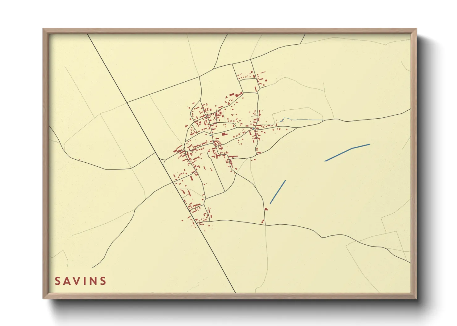 Une affiche de carte sur Savins