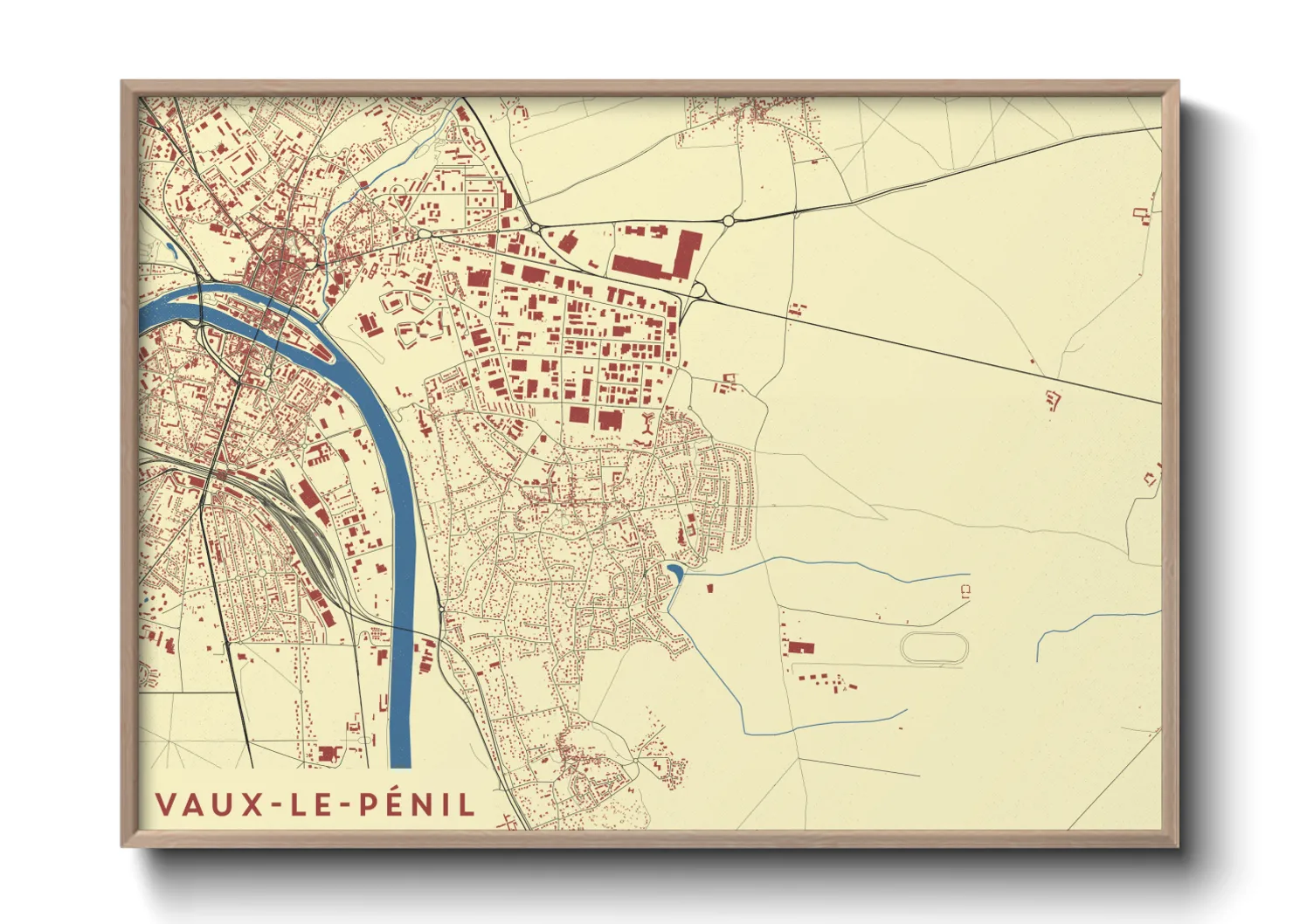 Une affiche de carte sur Vaux-le-Pénil