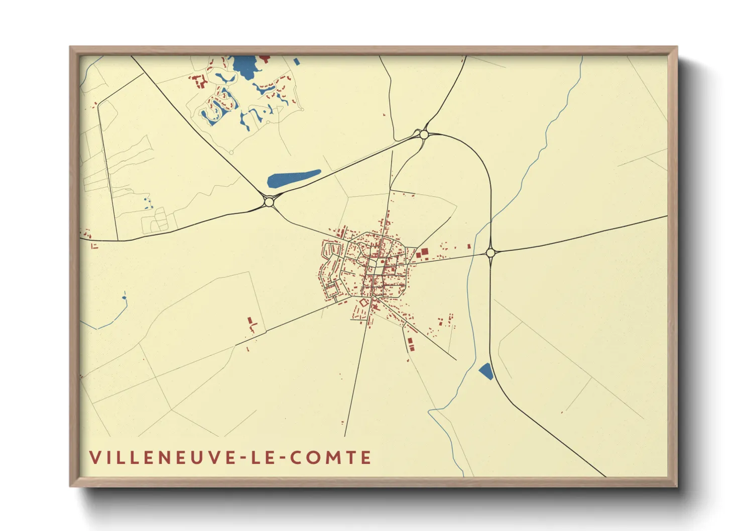 Une affiche de carte sur Villeneuve-le-Comte