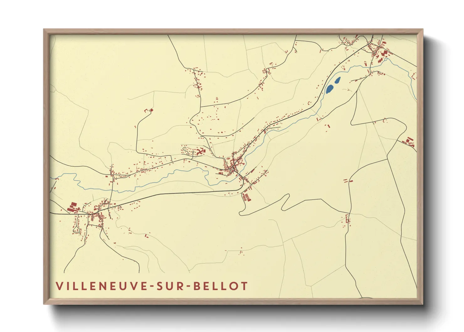 Une affiche de carte sur Villeneuve-sur-Bellot