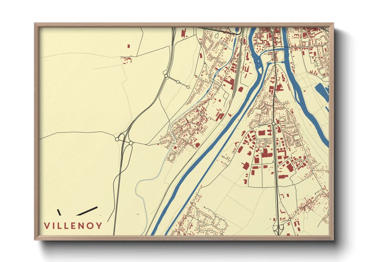 Une affiche de carte sur Villenoy