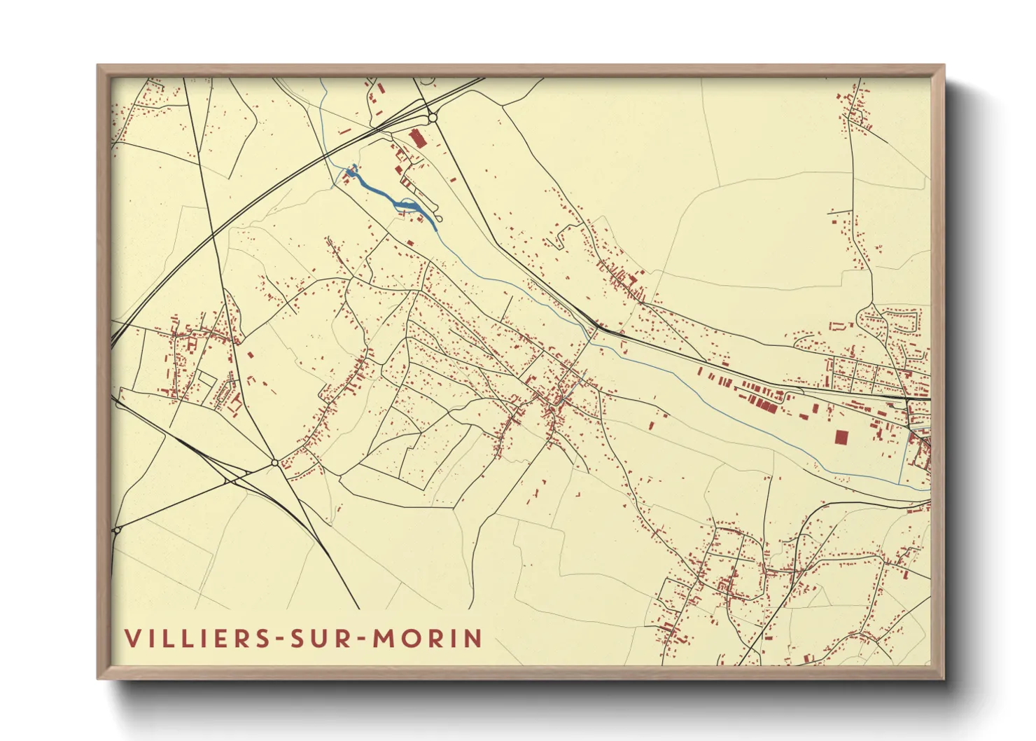 Une affiche de carte sur Villiers-sur-Morin