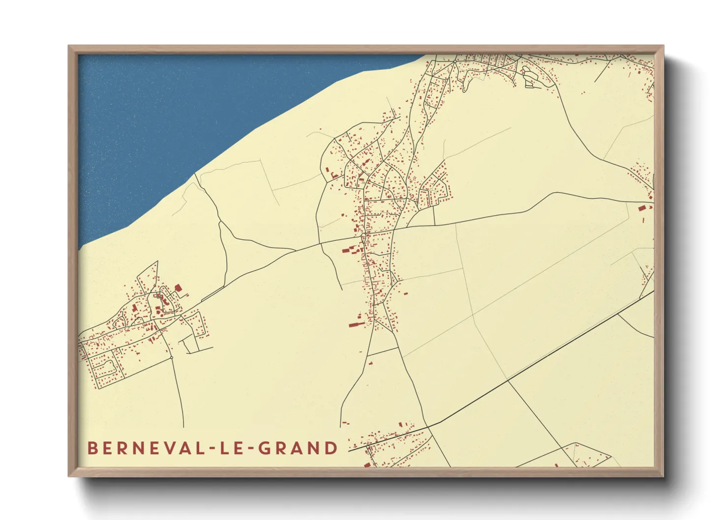 Une affiche de carte sur Berneval-le-Grand