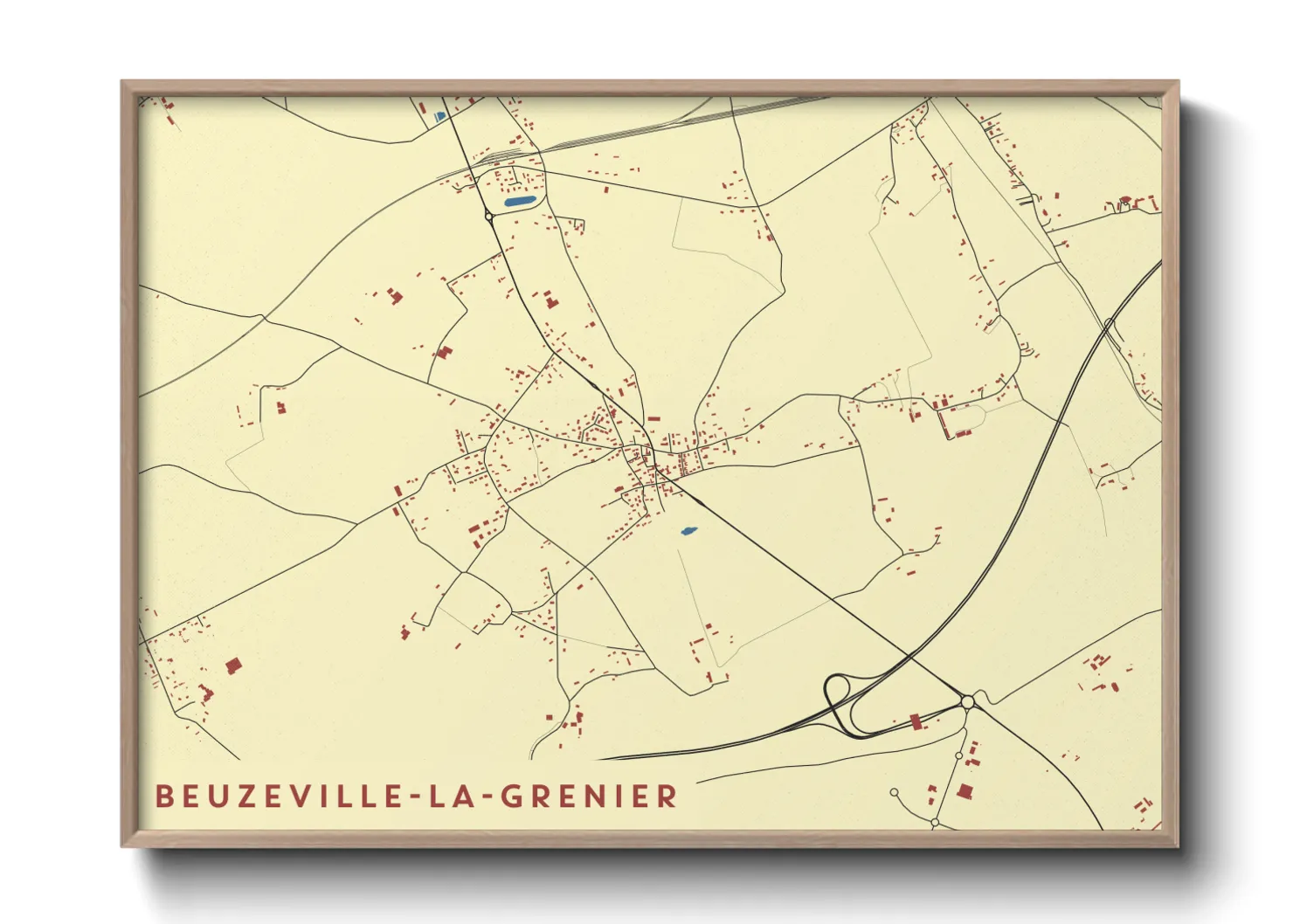 Une affiche de carte sur Beuzeville-la-Grenier