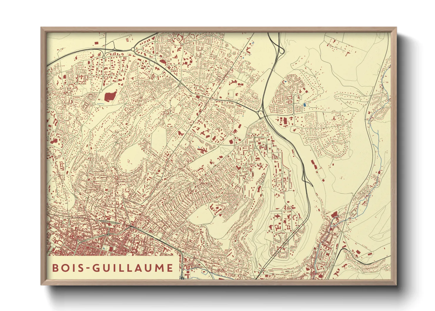 Une affiche de carte sur Bois-Guillaume