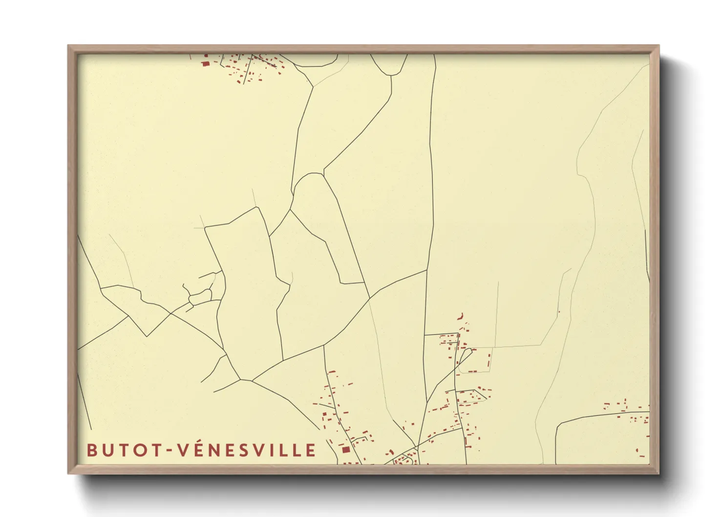 Une affiche de carte sur Butot-Vénesville