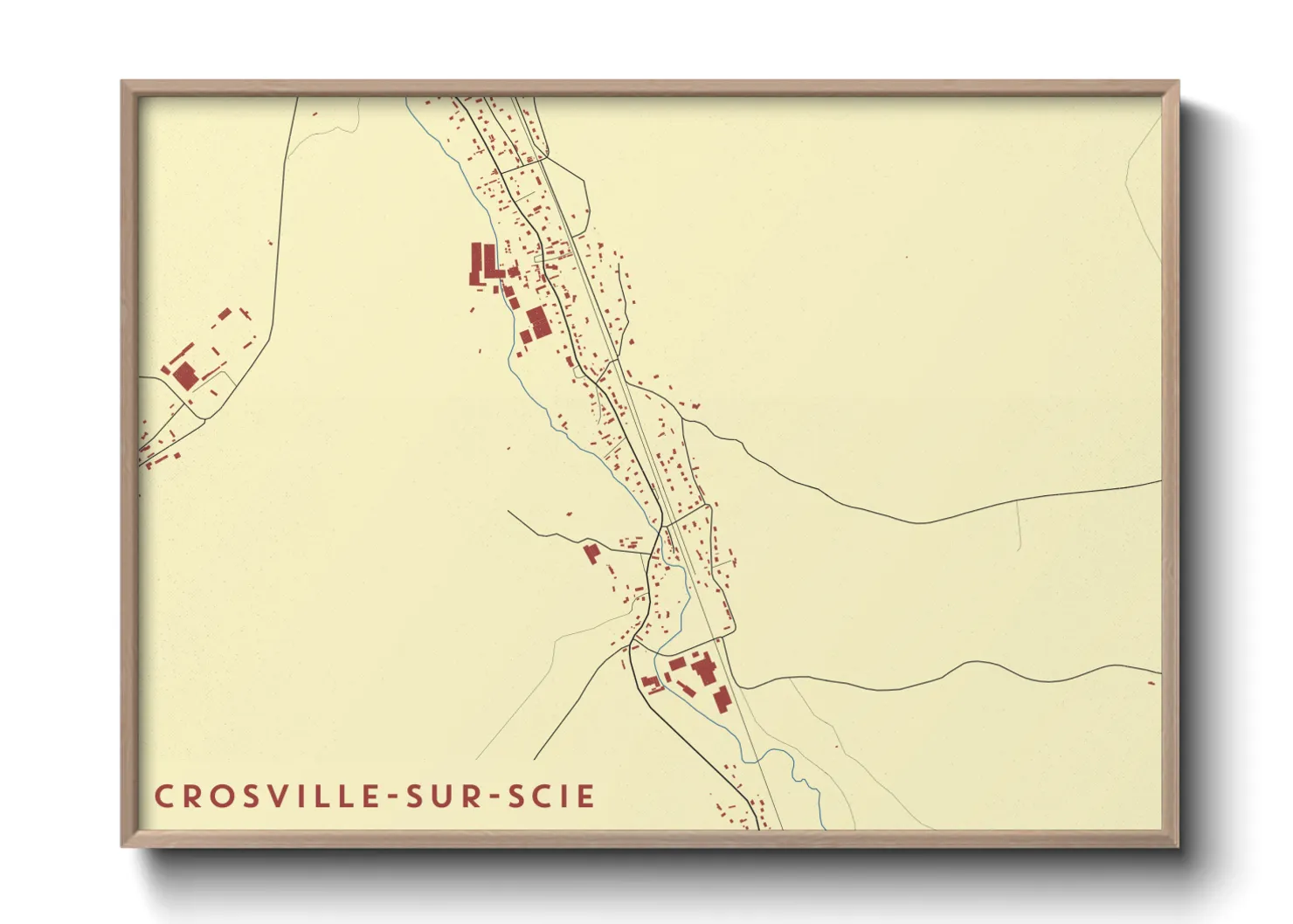 Une affiche de carte sur Crosville-sur-Scie