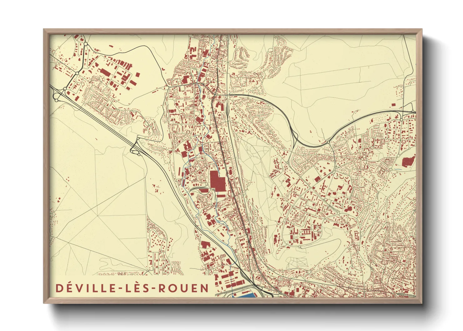 Une affiche de carte sur Déville-lès-Rouen