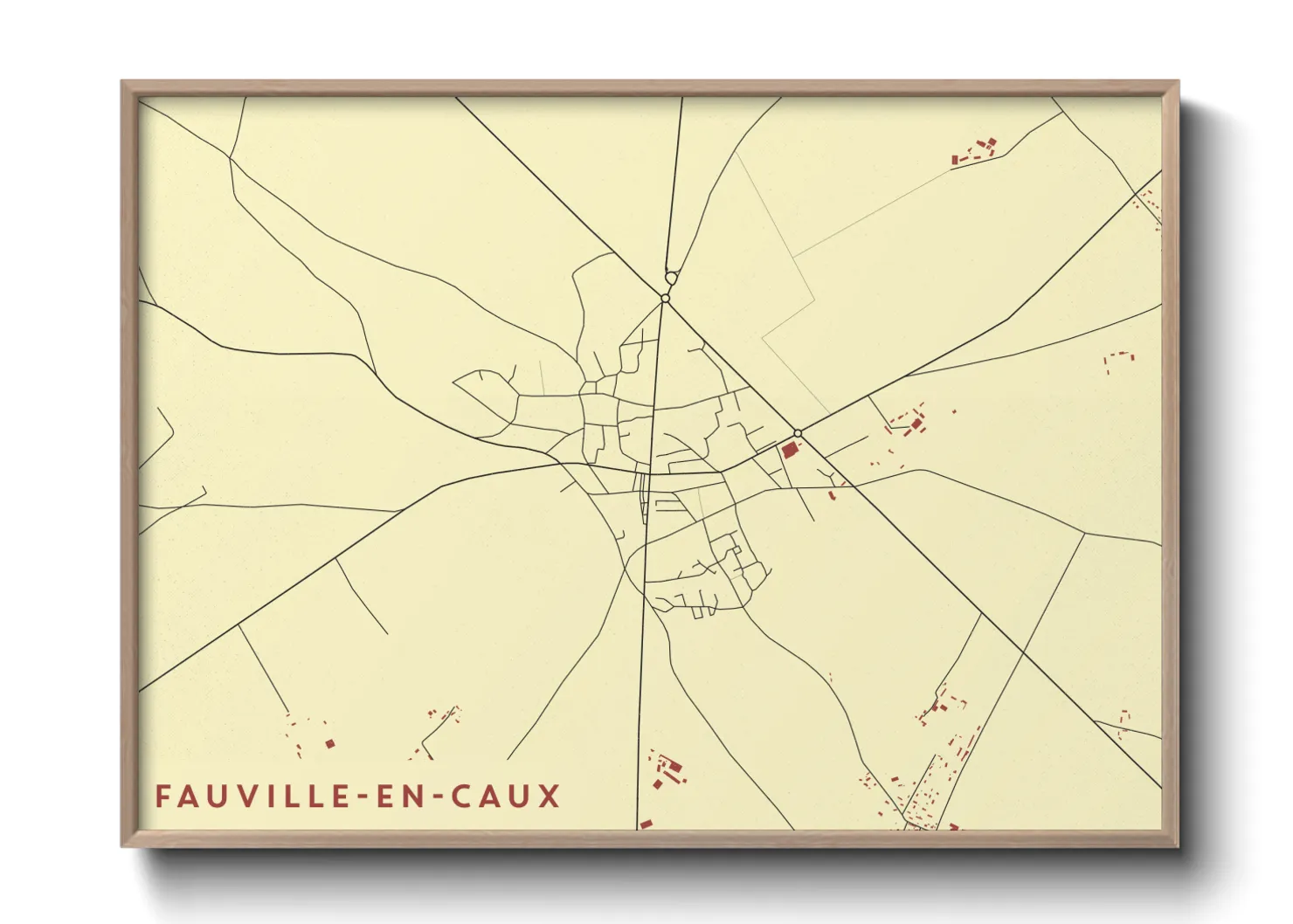 Une affiche de carte sur Fauville-en-Caux