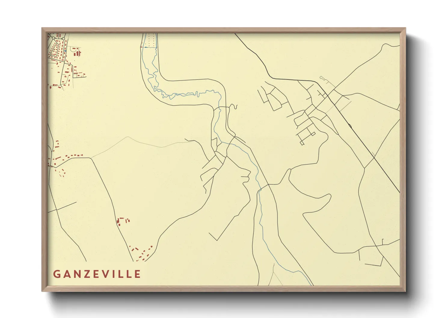 Une affiche de carte sur Ganzeville