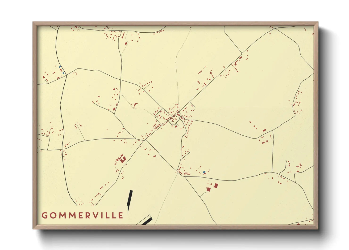Une affiche de carte sur Gommerville