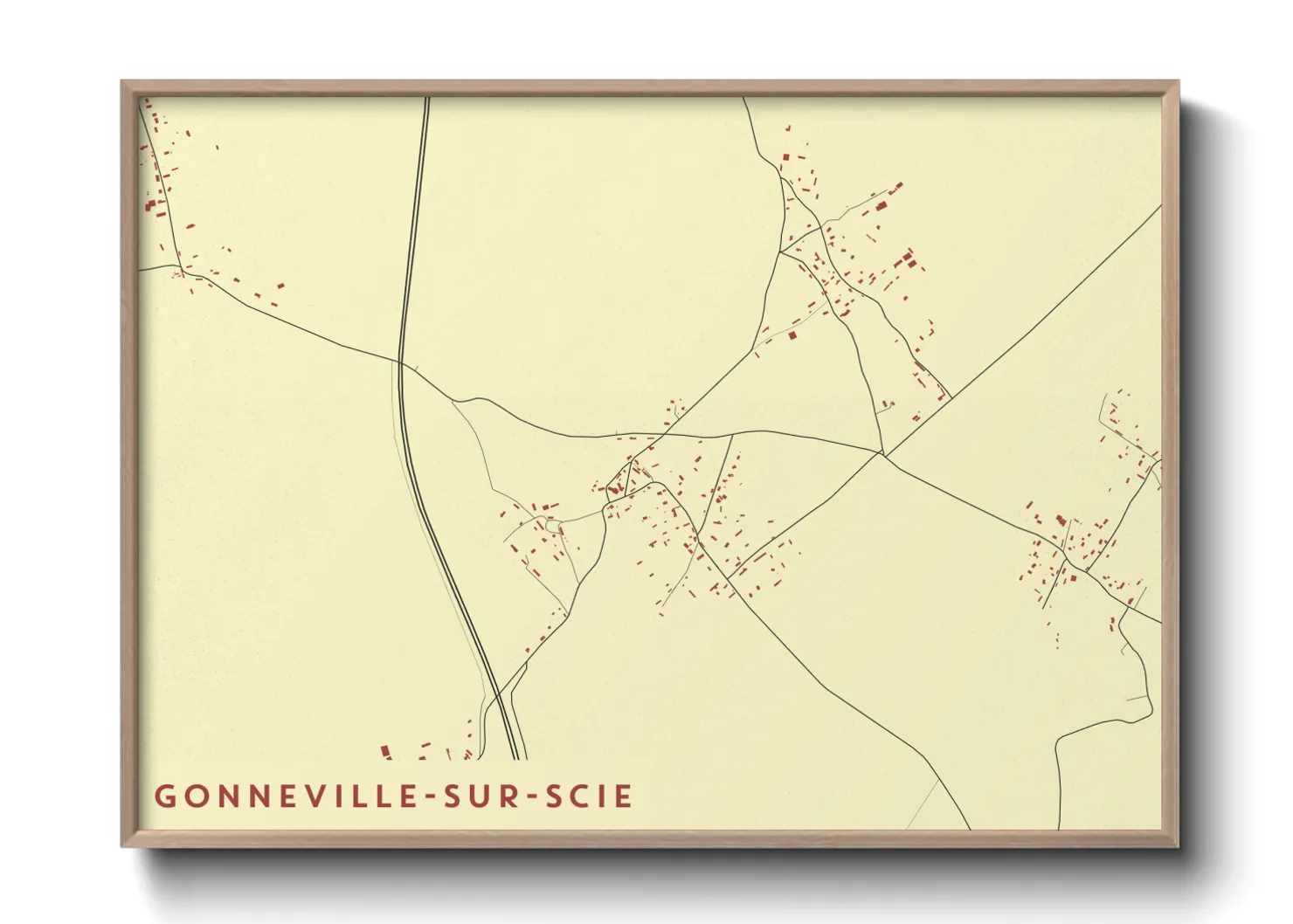 Une affiche de carte sur Gonneville-sur-Scie
