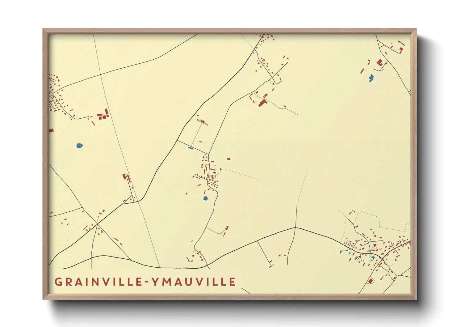 Une affiche de carte sur Grainville-Ymauville
