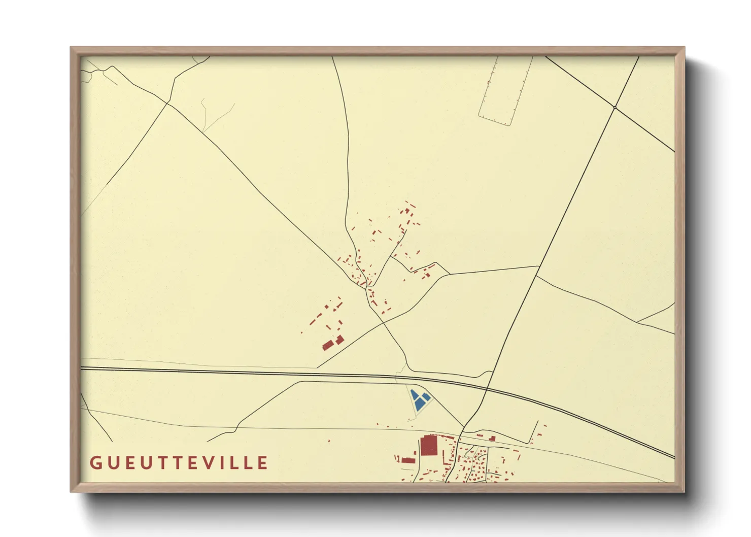 Une affiche de carte sur Gueutteville
