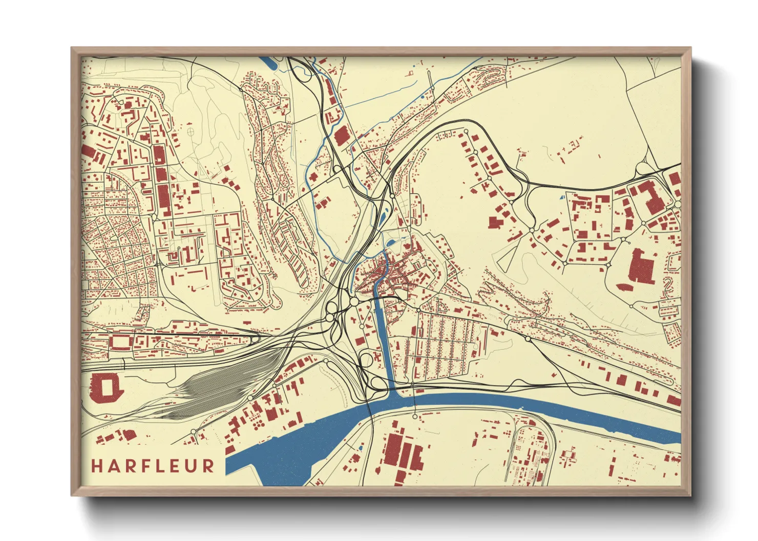Une affiche de carte sur Harfleur