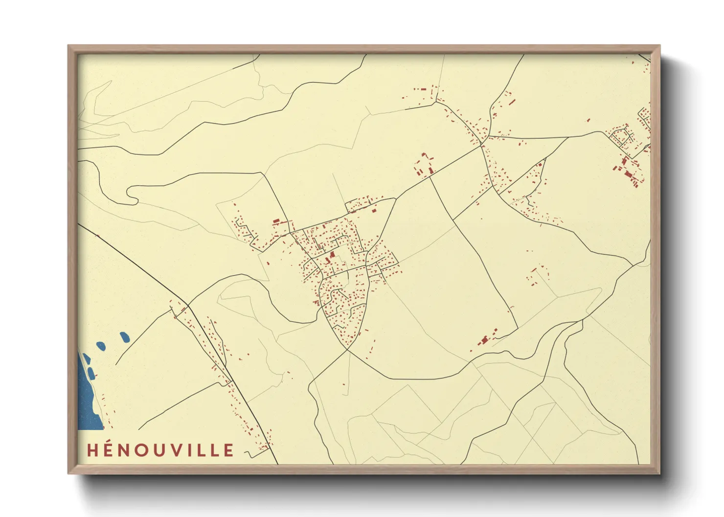 Une affiche de carte sur Hénouville