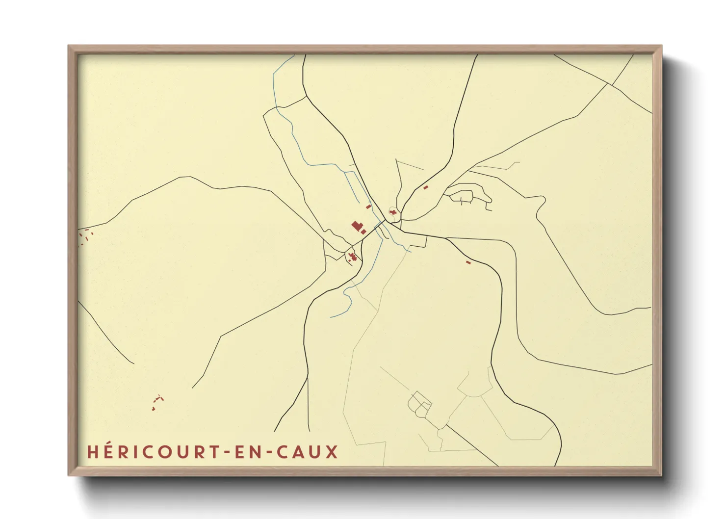 Une affiche de carte sur Héricourt-en-Caux