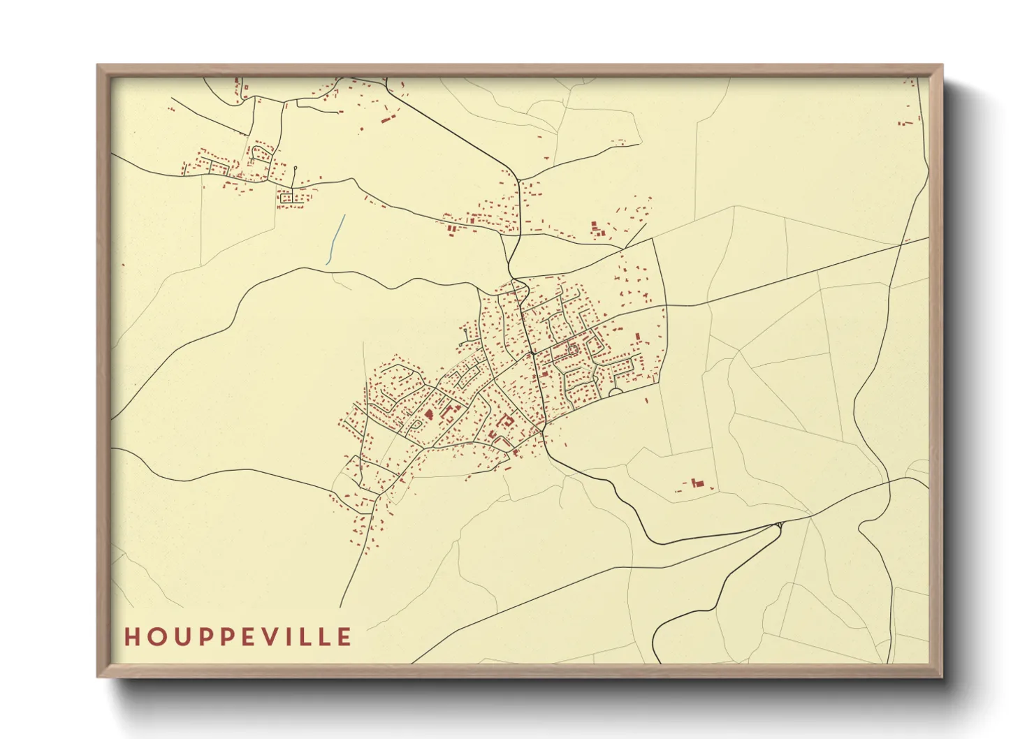 Une affiche de carte sur Houppeville