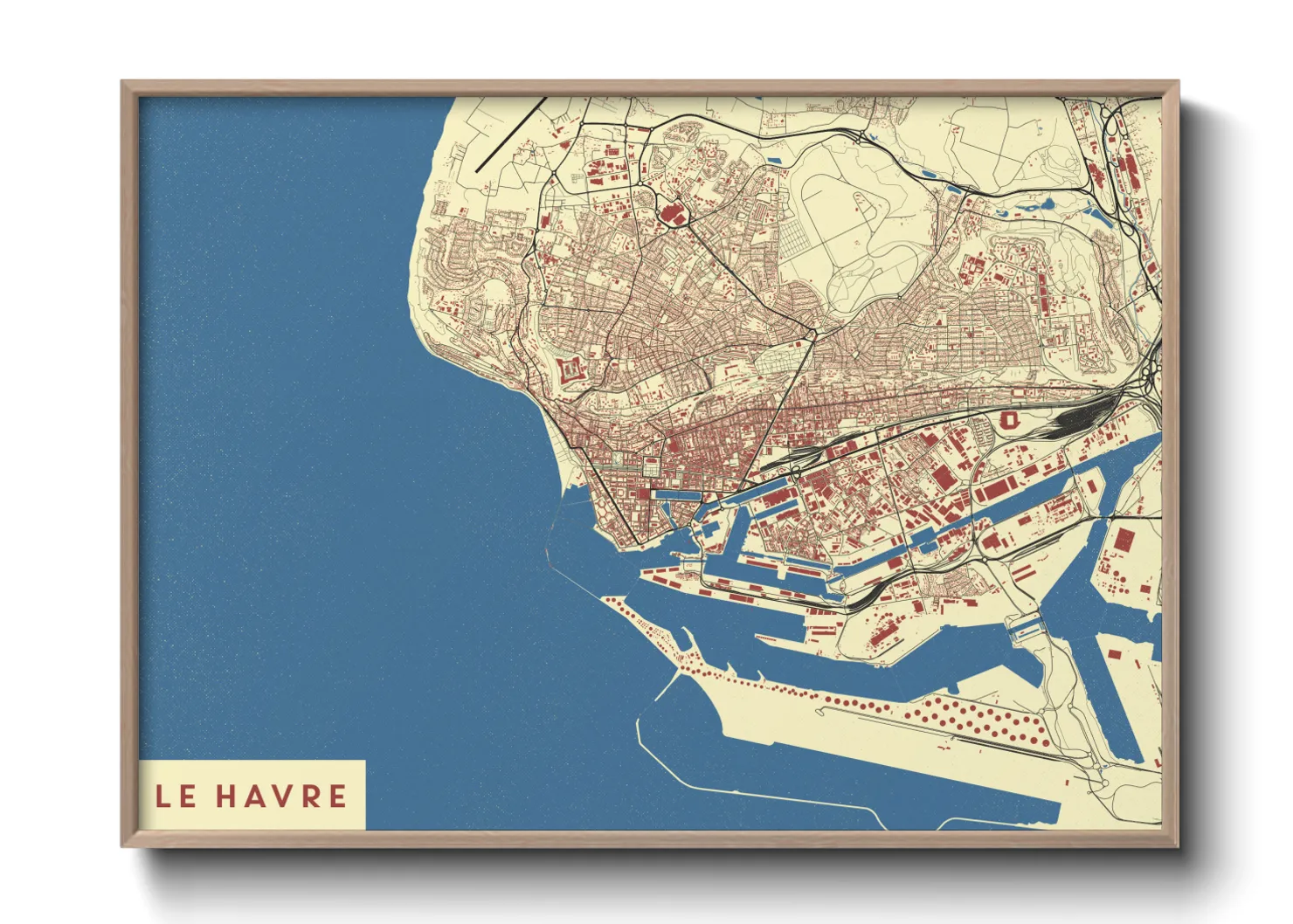 Une affiche de carte sur Le Havre