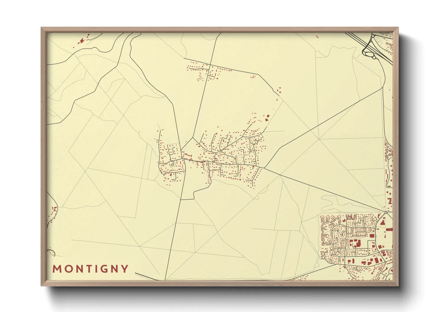 Une affiche de carte sur Montigny