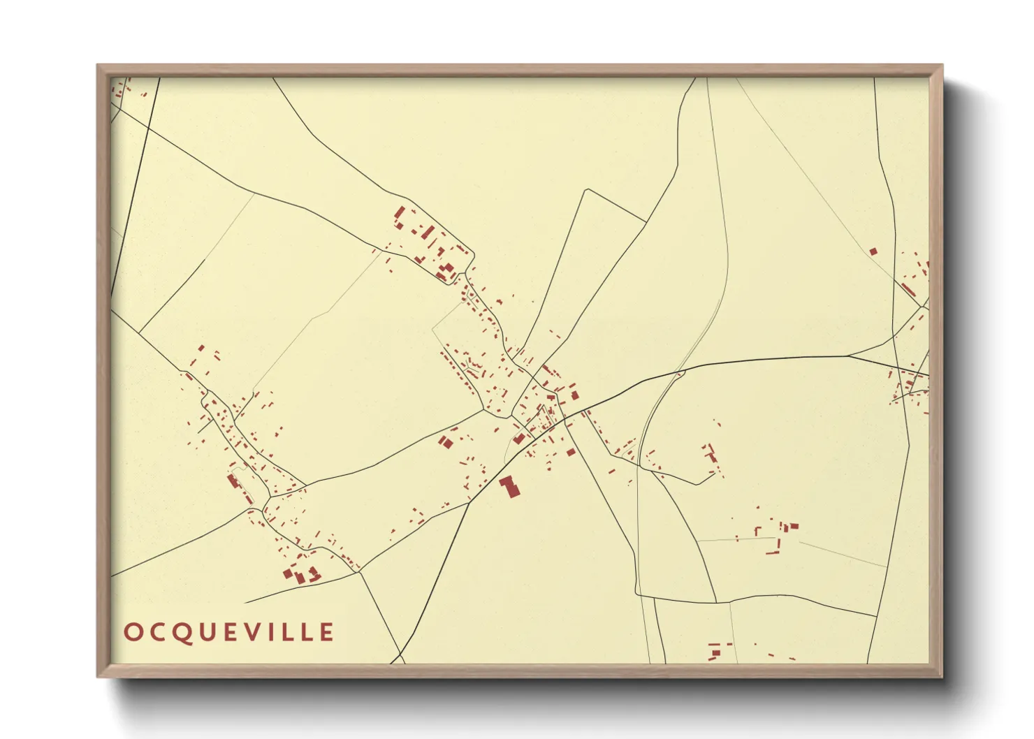 Une affiche de carte sur Ocqueville