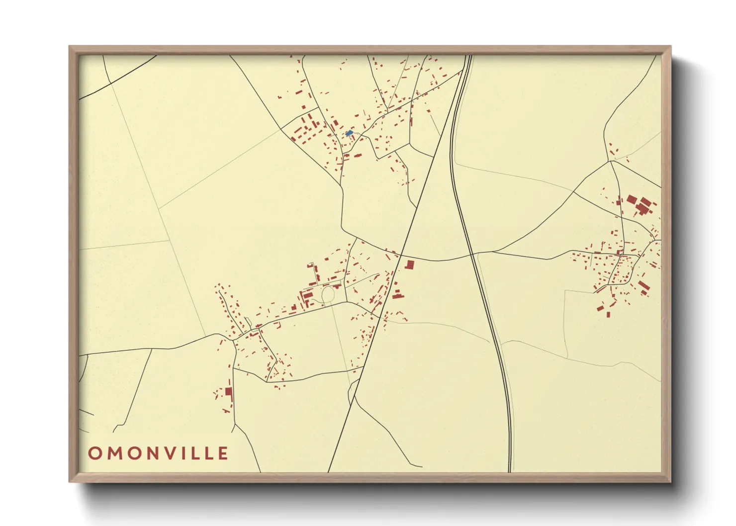 Une affiche de carte sur Omonville