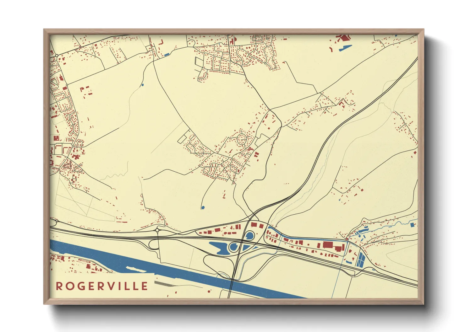 Une affiche de carte sur Rogerville