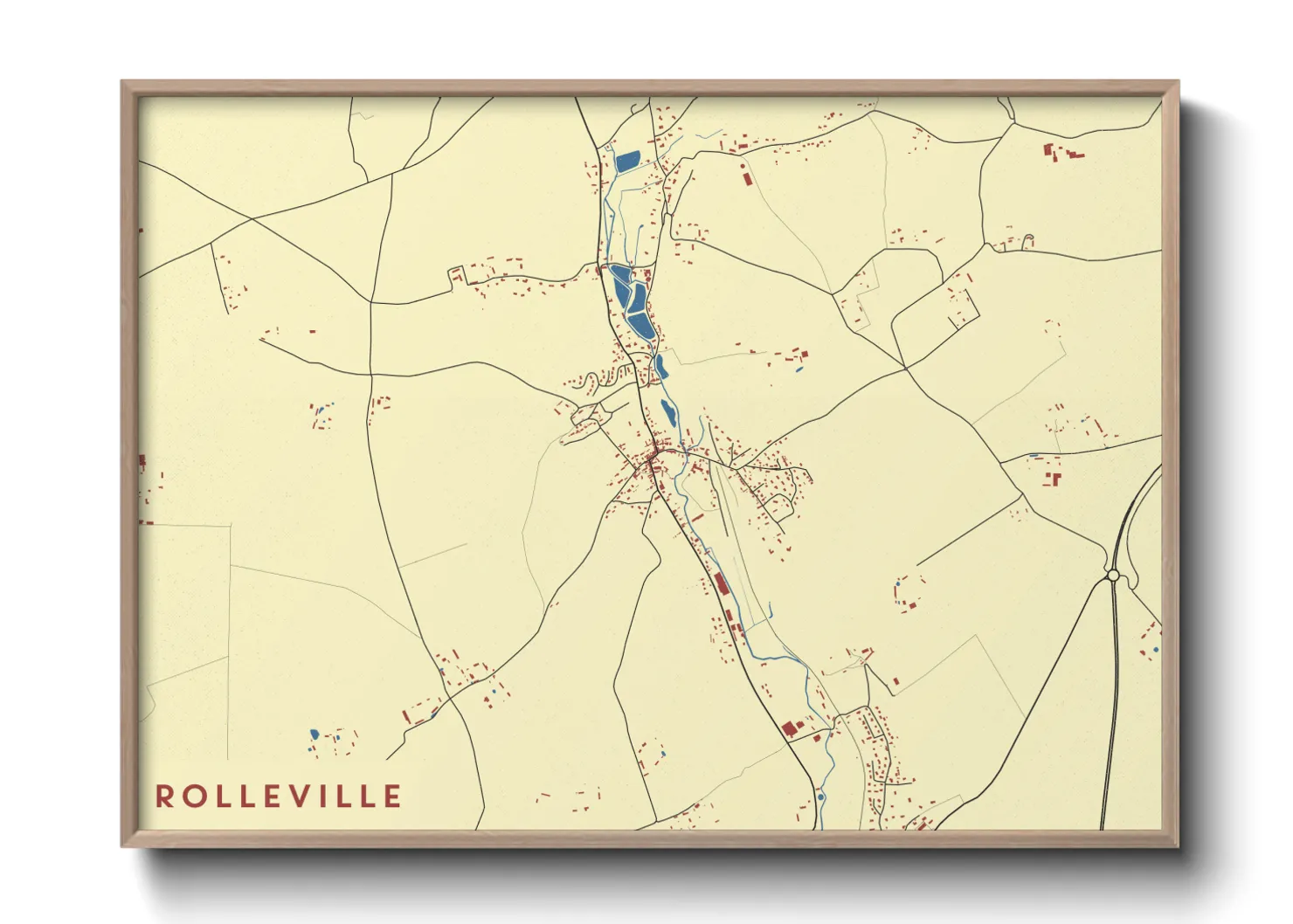 Une affiche de carte sur Rolleville