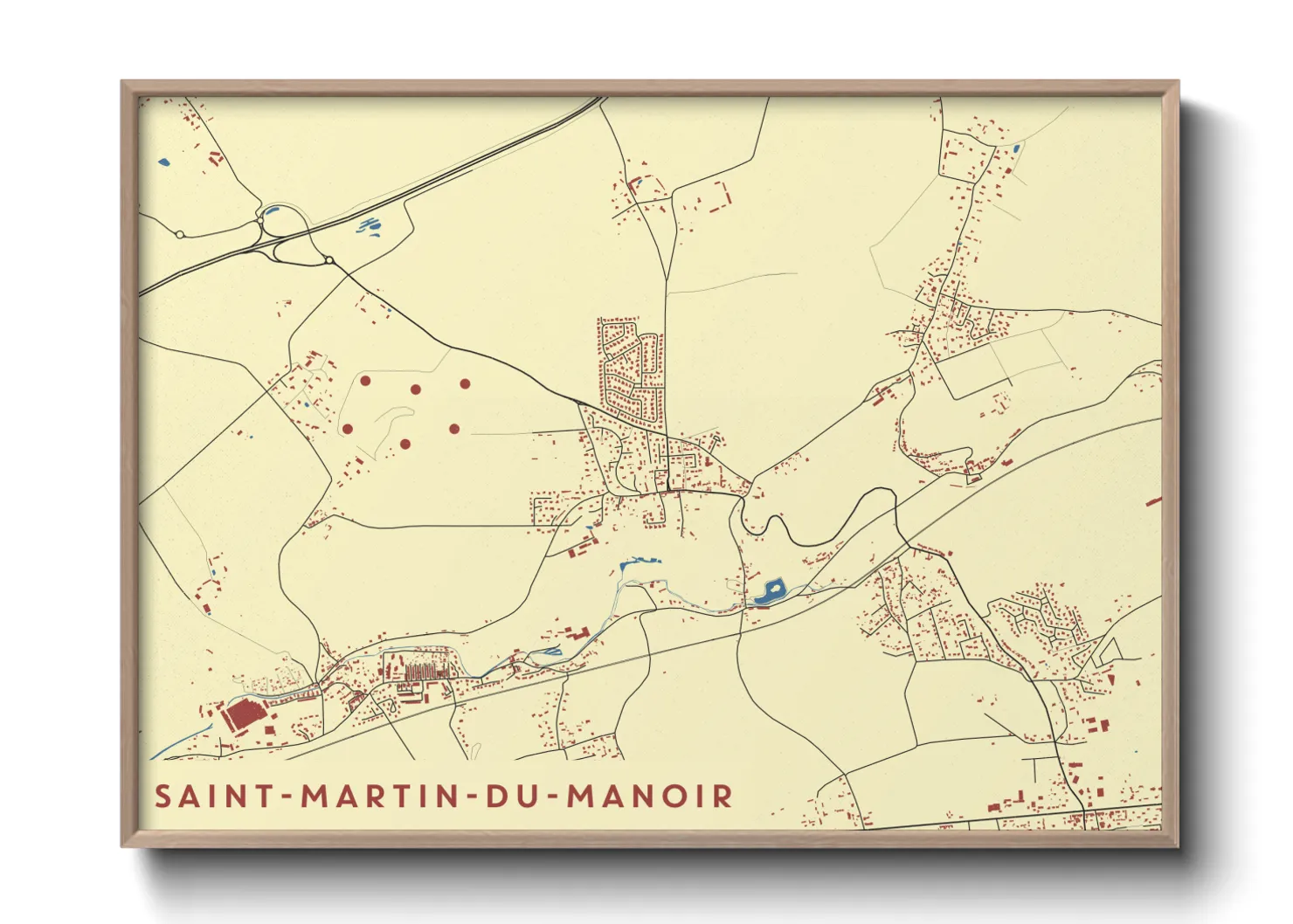 Une affiche de carte sur Saint-Martin-du-Manoir