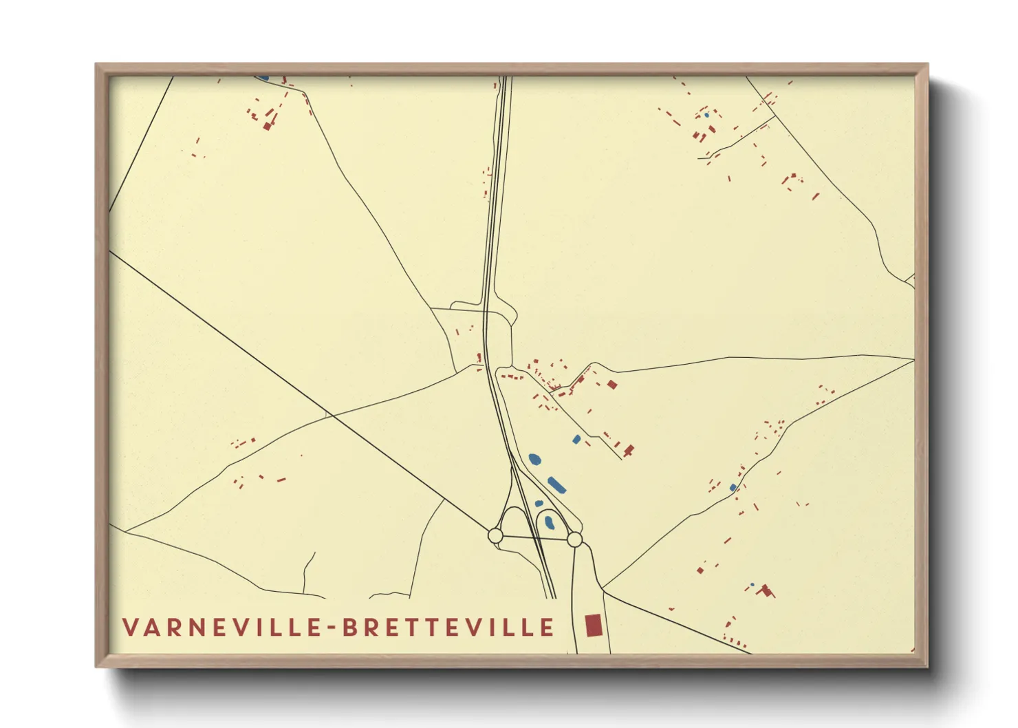 Une affiche de carte sur Varneville-Bretteville