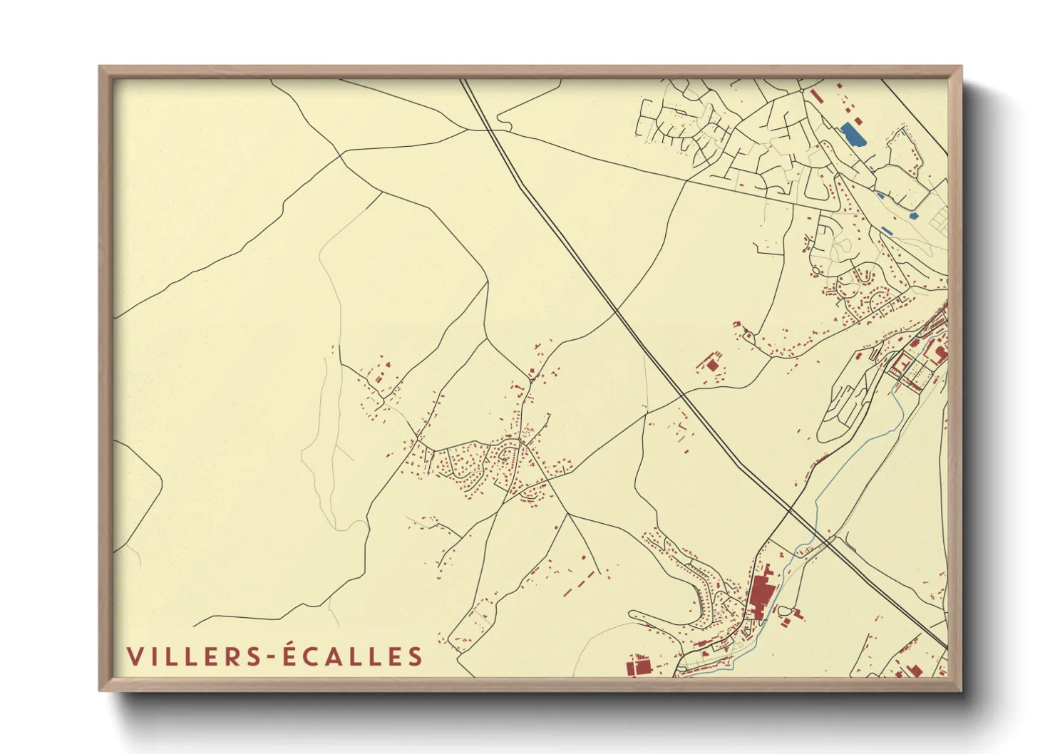 Une affiche de carte sur Villers-Écalles
