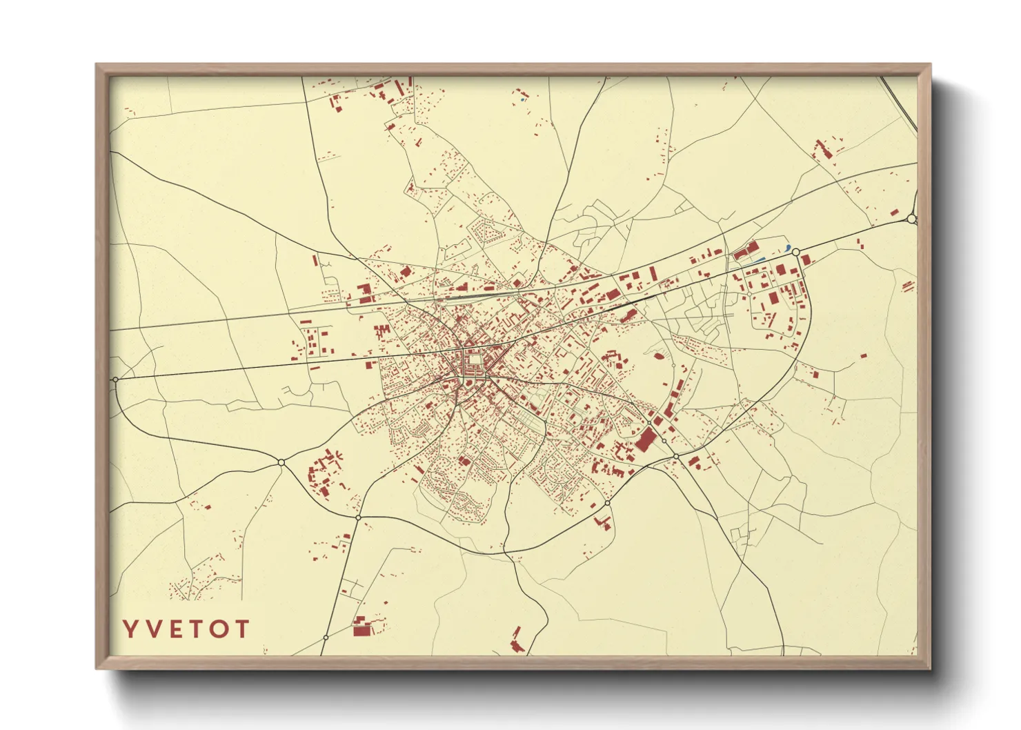 Une affiche de carte sur Yvetot