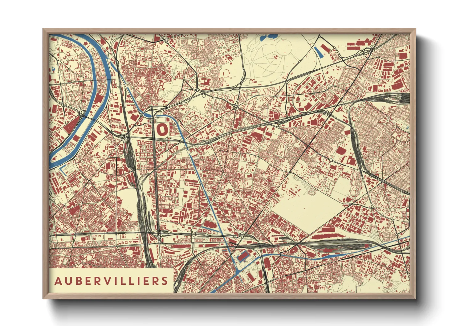 Une affiche de carte sur Aubervilliers
