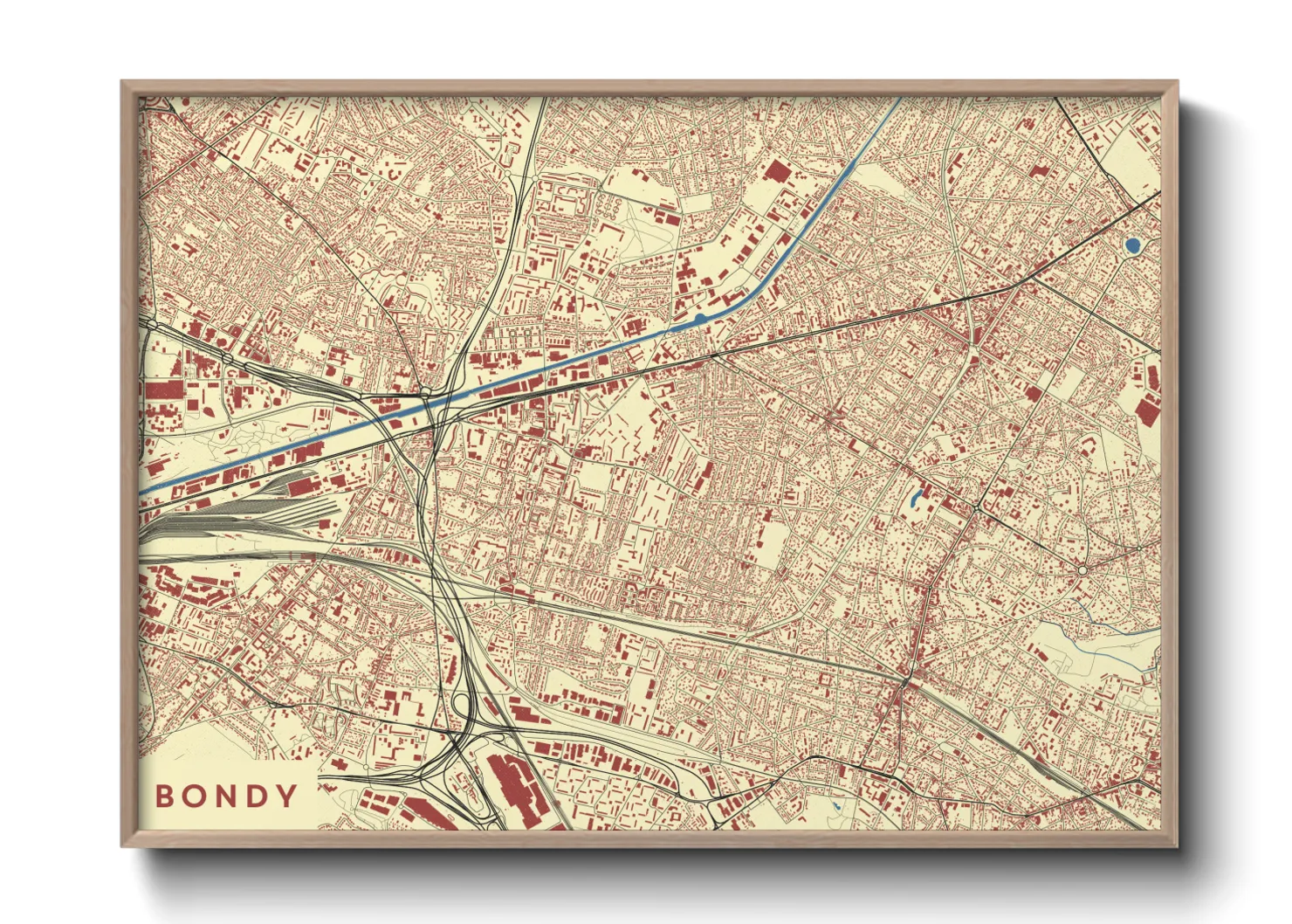 Une affiche de carte sur Bondy