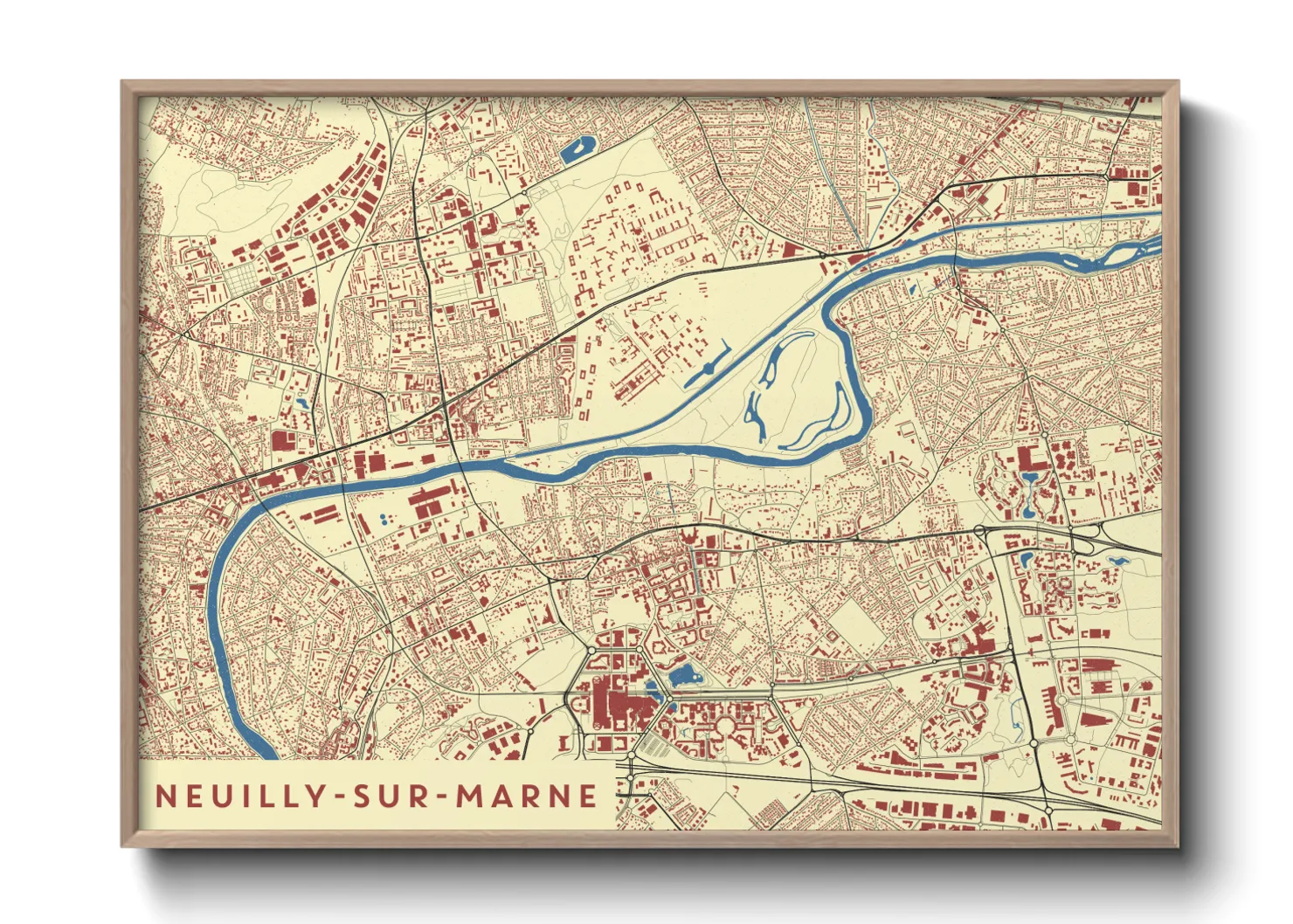 Une affiche de carte sur Neuilly-sur-Marne