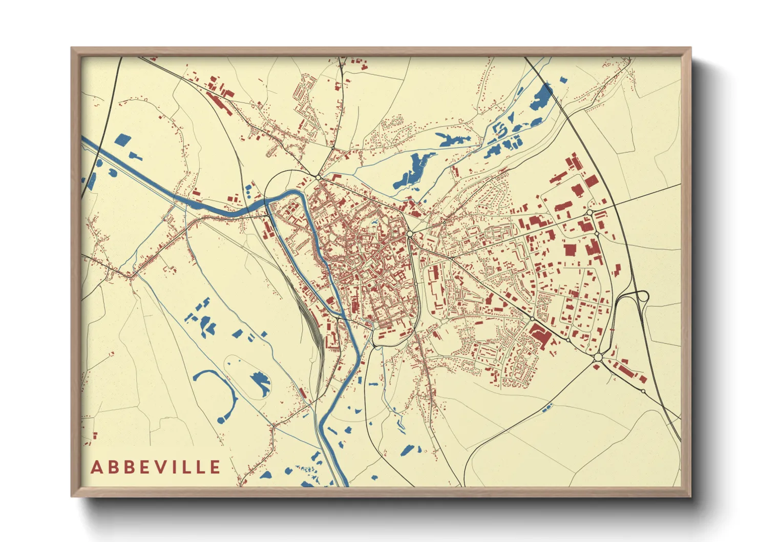 Une affiche de carte sur Abbeville