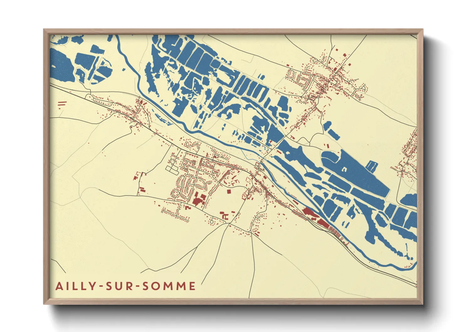 Une affiche de carte sur Ailly-sur-Somme