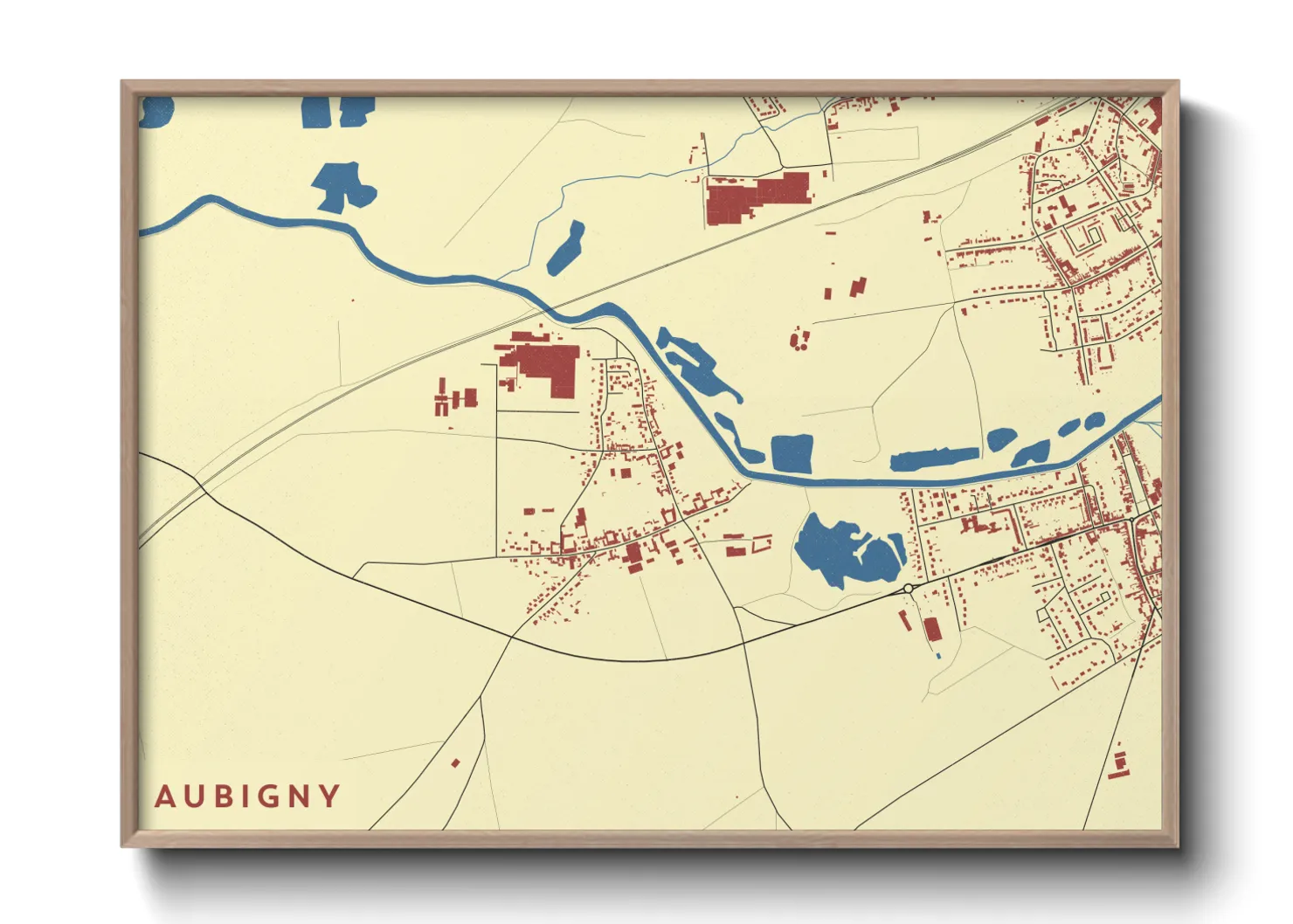 Une affiche de carte sur Aubigny