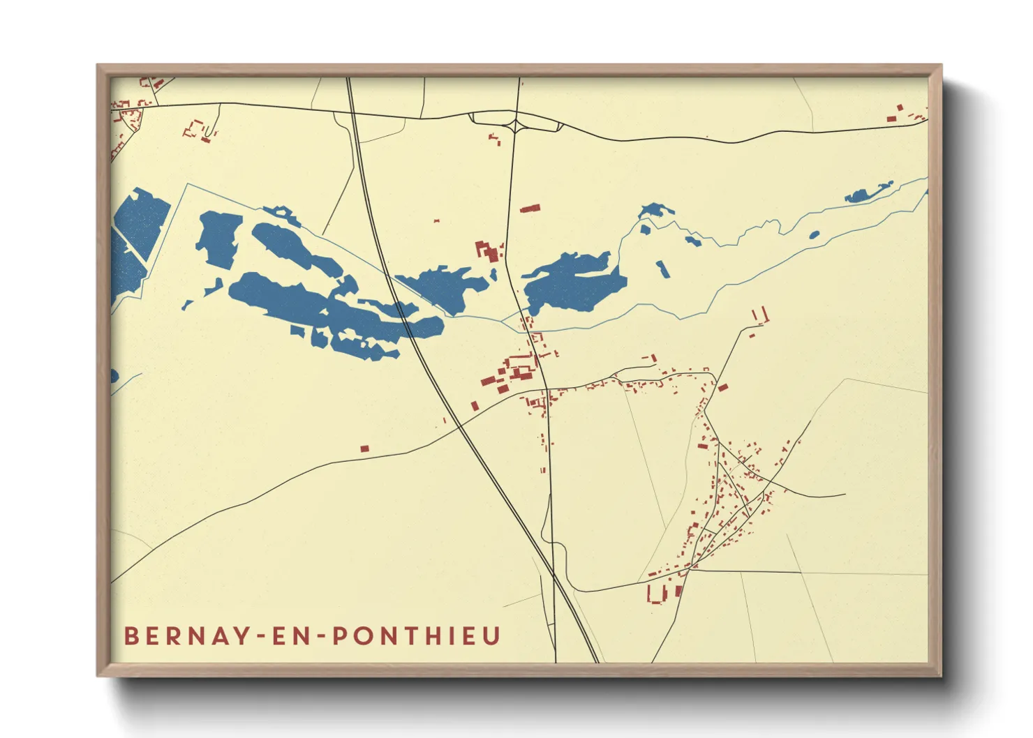 Une affiche de carte sur Bernay-en-Ponthieu